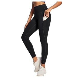 Ewedoos XL Black High Waisted Leggings Pockets‎ Workout Athleisure Gym Active